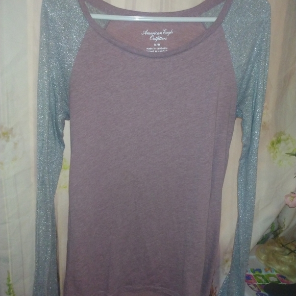 🎉American Eagle Outfitters Pink & Silver Top - Picture 3 of 6
